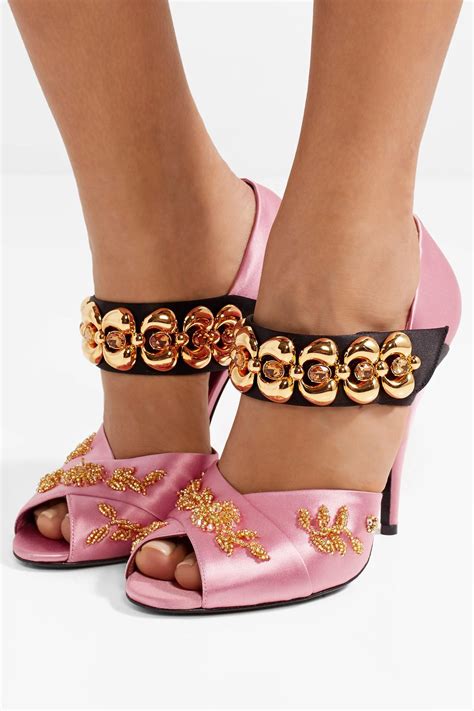 prada embellished satin sandals|Prada shoes for women.